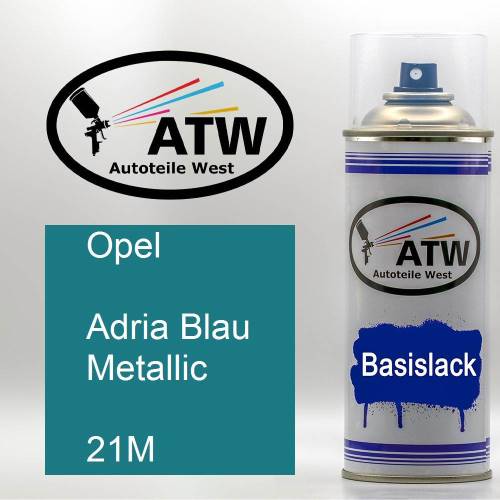 Opel, Adria Blau Metallic, 21M: 400ml Sprühdose, von ATW Autoteile West.